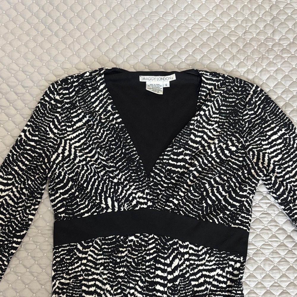 Maggy London Black and White Print Dress